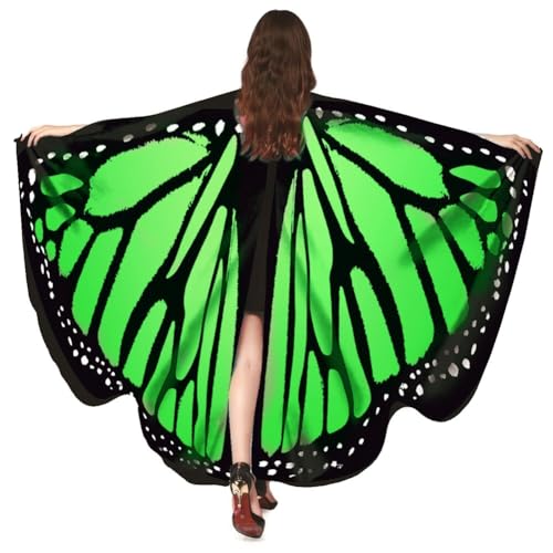 ISAKEN Schmetterling Umhang Damen Karnevalskostüm Schmetterling Schal Pixie Cosplay Zubehör Weiches Schmetterling Umhang Kostüm für Halloween Cosplay Karneval Fasching Party von ISAKEN