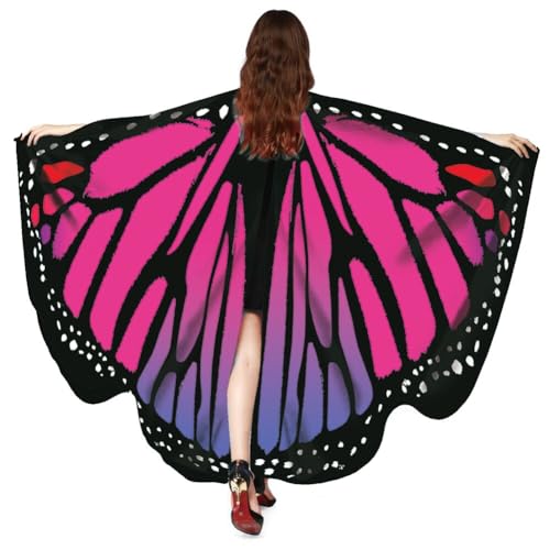 ISAKEN Schmetterling Umhang Damen Karnevalskostüm Schmetterling Schal Pixie Cosplay Zubehör Weiches Schmetterling Umhang Kostüm für Halloween Cosplay Karneval Fasching Party von ISAKEN