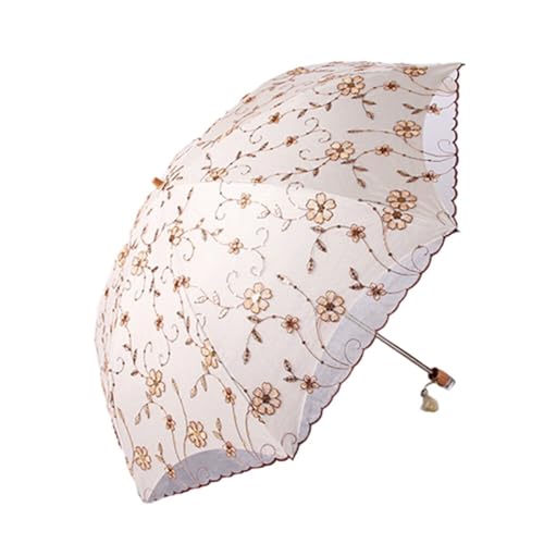 ISAKEN Sonnenschirm Damen Frauen Vintage Spitzenschirm Winddicht Tragbar Regenschirm Faltbarer Kompakter Handschirm Taschenschirm UV-Schutz Schirm für Outdoor Camping Reise Alltag von ISAKEN