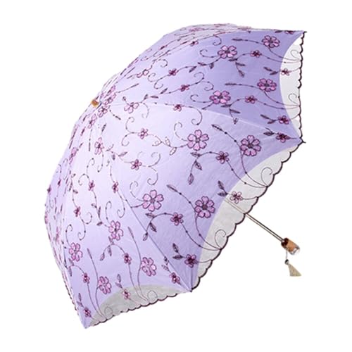 ISAKEN Sonnenschirm Damen Frauen Vintage Spitzenschirm Winddicht Tragbar Regenschirm Faltbarer Kompakter Handschirm Taschenschirm UV-Schutz Schirm für Outdoor Camping Reise Alltag von ISAKEN