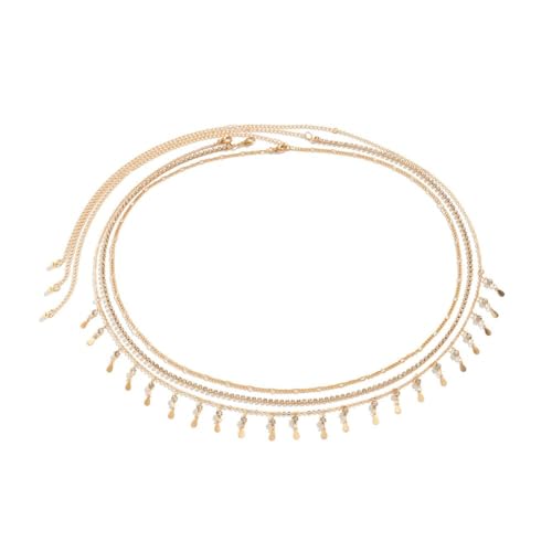 ISAKEN Strass Taillenkette Gürtel Frauen Kristall Kettengürtel Metall Link Körperkette Kettengürtel Belly Waist Chain Bikini Sommer Strand Körperschmuck Sommerstrandkette für Kleid Jeanskleider von ISAKEN