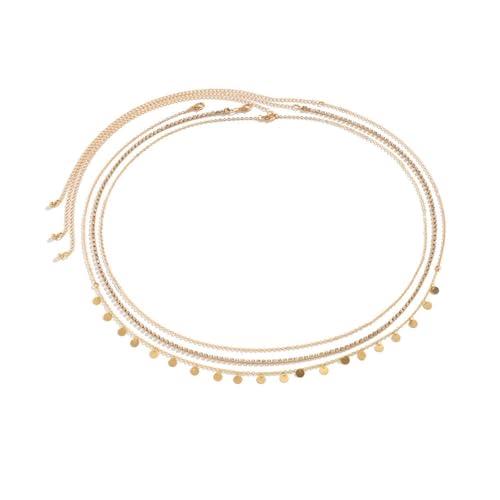 ISAKEN Strass Taillenkette Gürtel Frauen Kristall Kettengürtel Metall Link Körperkette Kettengürtel Belly Waist Chain Bikini Sommer Strand Körperschmuck Sommerstrandkette für Kleid Jeanskleider von ISAKEN