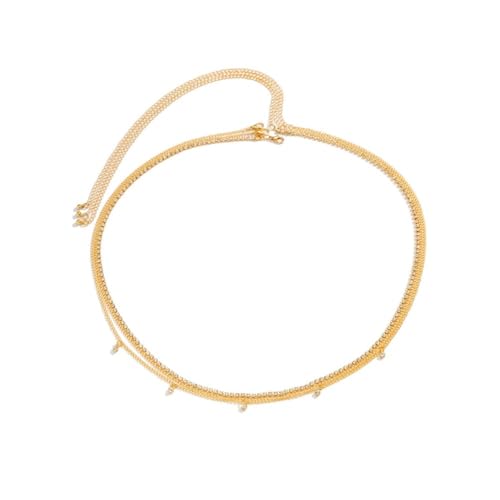 ISAKEN Strass Taillenkette Gürtel Frauen Kristall Kettengürtel Metall Link Körperkette Kettengürtel Belly Waist Chain Bikini Sommer Strand Körperschmuck Sommerstrandkette für Kleid Jeanskleider von ISAKEN