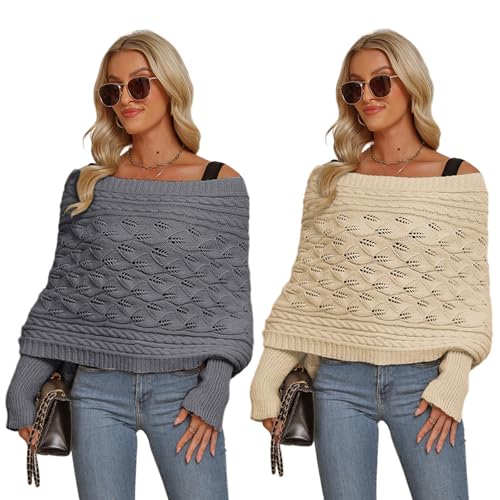 ISAKEN Strickschal mit Ärmeln, Damen Strickpullover Tops Wrap Schal Winter Warm Gestrickte Schal Warmer Elastischer Halswärmer Langärmeliger Schal für Spaziergänge Weihnachtsfeier von ISAKEN