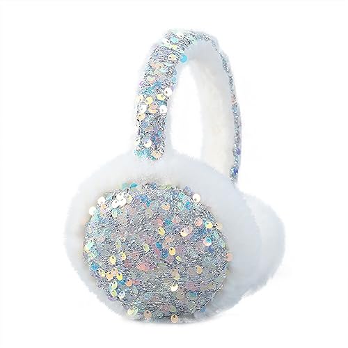 ISAKEN Süße Ohrenschützer Weiche Winter Warme Ohrenwärmer Damen Glitzer Ohrenschutz Faltbare Katzenohr Plüsch Ohrenschützer Winddicht Winterzubehör für Mädchen Dame von ISAKEN