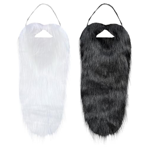 ISAKEN künstlicher Bärte, Falscher langer Bart Männer Schnurrhaaren Großer Bart Künstlicher Schnurrbart Lustige Gefälschte Schnurrbart für Auftritte Maskerade Gesichtsrequisiten von ISAKEN