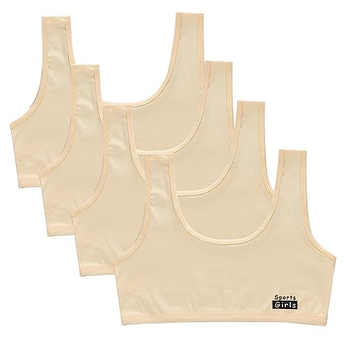 ISKAEN 4 Pack Mädchen Bustier Set ohne Bügel Bralette Kinder Trainings Bra Trägertop Baumwolle Bustier Breite Träger Sport-BH für Kinder Teenager 8-14 Jahre von ISAKEN