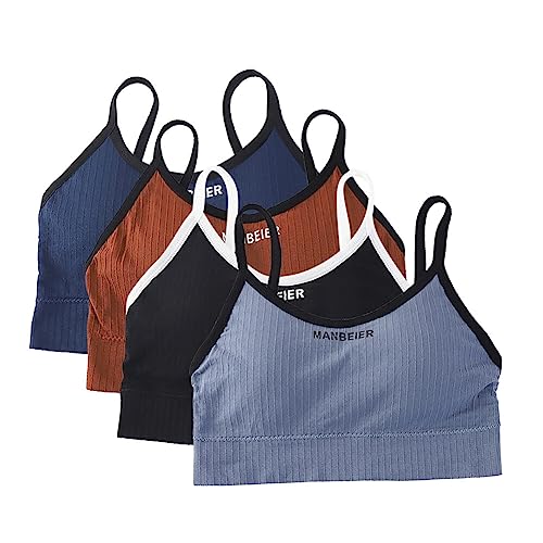 ISKAEN 4er Pack Mädchen BH Baumwolle Sport BHS Bustier Unterwäsche mit Pads Geeignet Sportunterwäsche Trainings-BH für Kinder Teenager 8-16 Jahre von ISAKEN