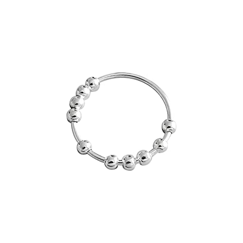 Zappel Angst Ring, Sterling Silber Perlen Ring, Fidget Anxiety Ring Beads Fashion Geometric Beaded Ring Women Ring Jewellery, Stress Reliever Spinner Ring Schmuck Geschenk für Freund und Familie von ISAKEN