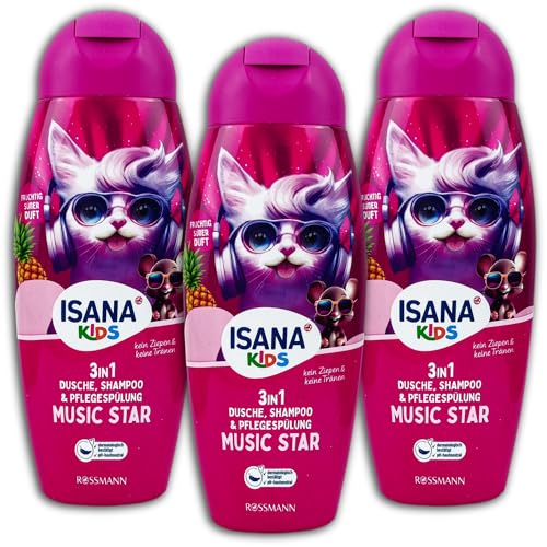 3 er Set ISANA KiDS 3in1 Dusche, Shampoo & Pflegespülung Music Star 3 x 300 ml von ISANA MED