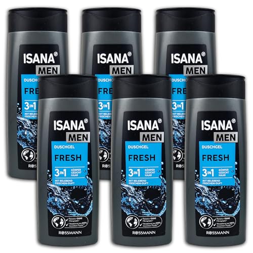 6 er Pack ISANA MEN 3in1 Duschgel Fresh 6 x 300ml Showergel von ISANA MED