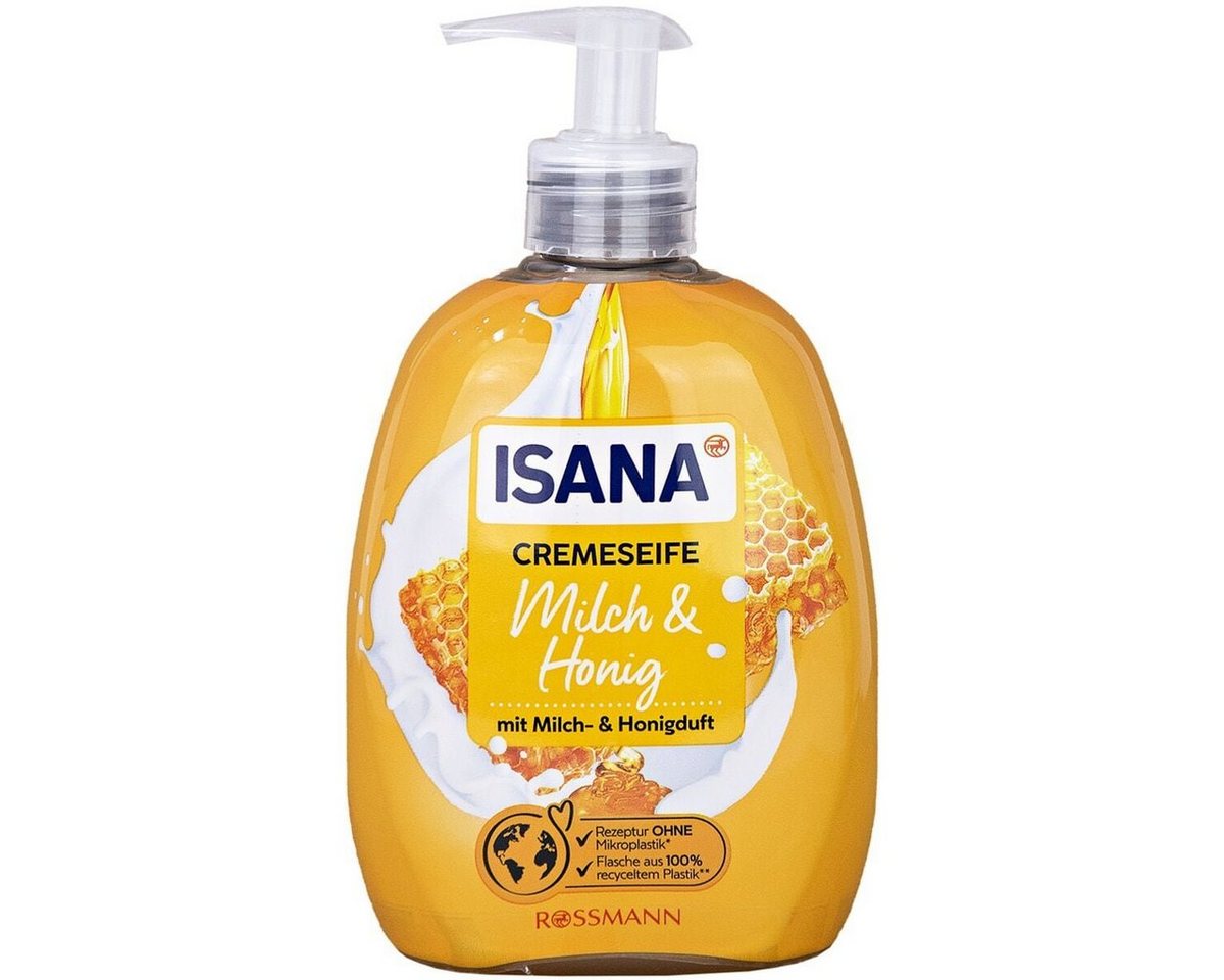 ISANA Flüssigseife Milch & Honig, mit Softpflege-Komplex und Pflegelipid, 500 ml von ISANA