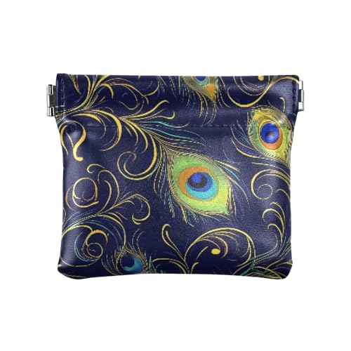 Abstrakte Pfauenfedern, Münzgeldbörse, Kleingeldhalter, PU-Leder, Mini-Geldbörse, Münzfach für Damen, Mädchen, Herren von ISAOA