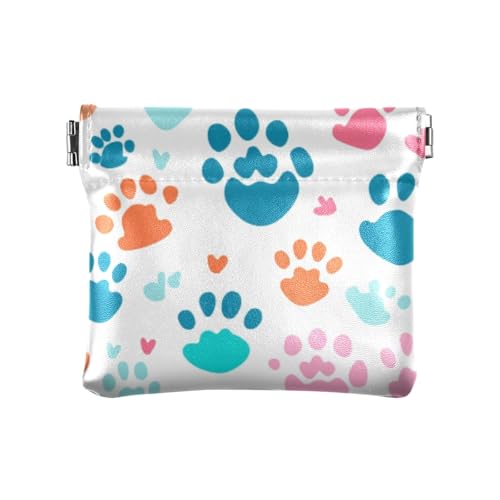 Bunte Fußabdrücke, Münzgeldbörse, Kleingeldhalter, PU-Leder, Mini-Geldbörse, Münzfach für Damen, Mädchen, Herren von ISAOA