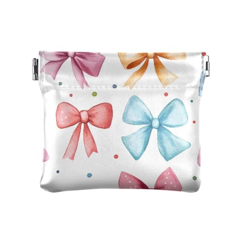 Bunte Geldbörse mit Schleife, gepunktet, Kleingeldfach, PU-Leder, Mini-Geldbörse, Münzfach für Damen, Mädchen, Herren von ISAOA