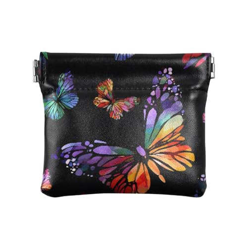 Buntes Schmetterlingsmuster, Münzgeldbörse, Kleingeldhalter, PU-Leder, Mini-Geldbörse, Münzfach für Damen, Mädchen, Herren von ISAOA