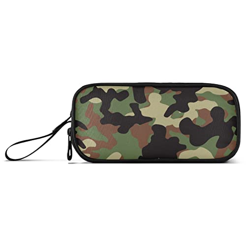 Camouflage Pencil Case,Green Camo Woodland CamouflagePen Pouch Bag Large Capacity Makeup Bag for Girls Boys Teens Students Middle School College Office, camouflage, Einheitsgröße, Taschen-Organizer von ISAOA