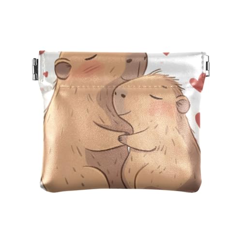Capybara Love Squeeze Münzgeldbörse, Kleingeldhalter, PU-Leder, Mini-Geldbörse, Münzfach für Damen, Mädchen, Herren von ISAOA