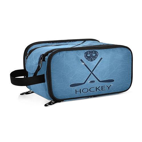 Eishockeyschläger und PuckTravel Kulturbeutel für Frauen Mädchen Männer Tragbare wasserdichte Waschtasche Kosmetiktasche Make-up Fall, #9, Einheitsgröße, Beauty Case von ISAOA