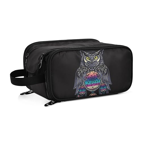 Eule Regenbogen Traumfänger Reise Kulturbeutel für Frauen Mädchen Männer Tragbare Wasserdichte Waschtasche Kosmetiktasche Make-up Fall, #7, Einheitsgröße, Beauty Case von ISAOA