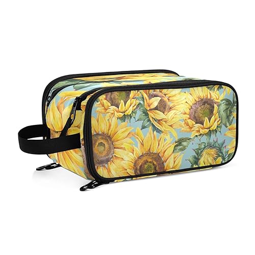 Farmhouse Sonnenblumen-Reise-Kulturbeutel für Damen, Mädchen, Männer, tragbar, wasserdicht, Kulturbeutel, Kosmetiktasche, Make-up-Koffer, #6, Einheitsgröße, Beauty Case von ISAOA