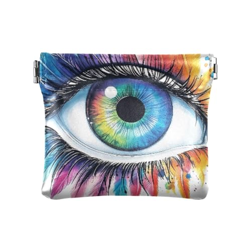 Federaugen-Quetsch-Münzgeldbörse, Kleingeld-Halter, PU-Leder, Mini-Geldbörse, Münzfach für Damen, Mädchen, Herren von ISAOA