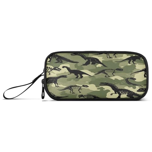 Federmäppchen, großes Fassungsvermögen, Federmäppchen mit 3 Fächern, Schreibwarenbeutel, Dinosaurier-Camouflage-Hintergrund für Schule & Bürobedarf von ISAOA