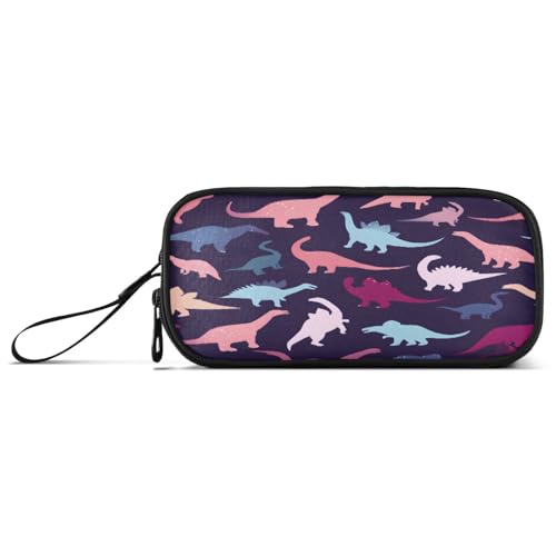 Federmäppchen, großes Fassungsvermögen, Stifteetui mit 3 Fächern, Schreibwarenbeutel, Blau, Weiß, Rosa, Dinosaurier, für Schule & Bürobedarf von ISAOA
