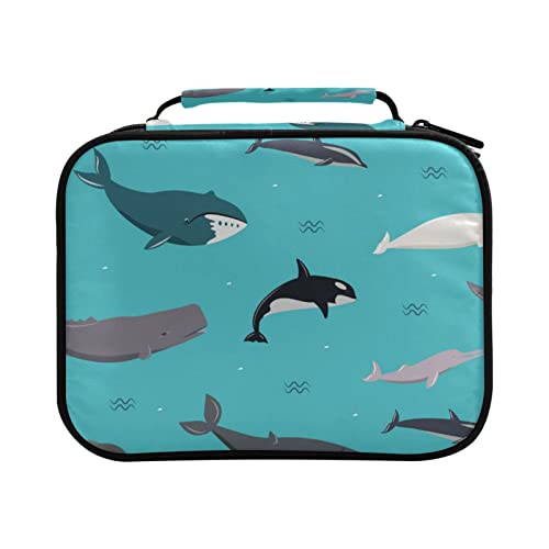 Federmäppchen mit Cartoon-Delfin-Wal-Tierdruck, großes Fassungsvermögen für Gelstifte, Stifte, Tasche, Marker, Organizer, Farbe 1, Einheitsgröße, Taschen-Organizer von ISAOA