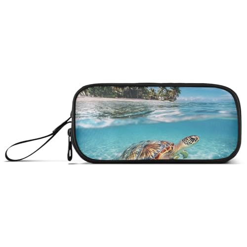Federmäppchen mit Meeresschildkröteninsel, großes Fassungsvermögen, 3 Fächer, Federmäppchen, tragbar, große Aufbewahrung, Federmäppchen für Teenager, Jungen, Mädchen, Erwachsene, Studenten von ISAOA