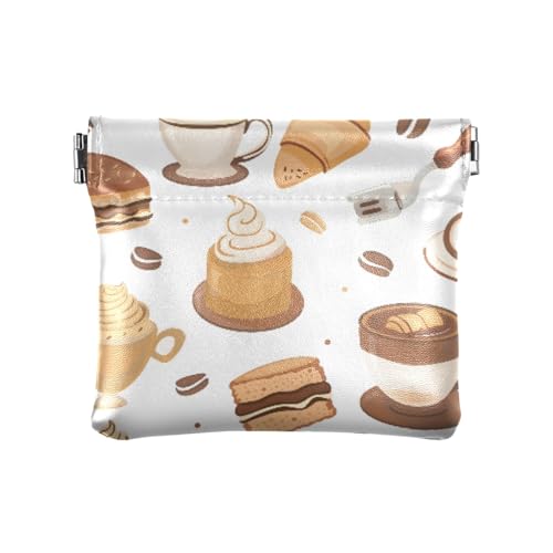 Gabel Brot Kuchen Kaffee Squeeze Münzgeldbeutel Kleingeldhalter PU Leder Mini Geldbörse Münzfach für Damen Mädchen Herren von ISAOA