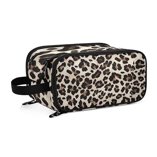 Gelber Leopard Tier Gepard Muster Reise Kulturbeutel für Frauen Mädchen Männer Tragbare Wasserdichte Waschtasche Kosmetiktasche Make-up Fall, #6, Einheitsgröße, Beauty Case von ISAOA