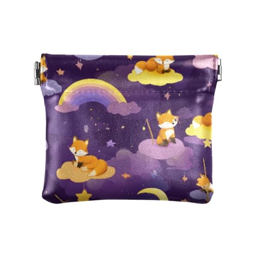 Geldbörse mit verträumtem Fuchsmuster, Kleingeldfach, PU-Leder, Mini-Geldbörse, Münzfach für Damen, Mädchen, Herren von ISAOA