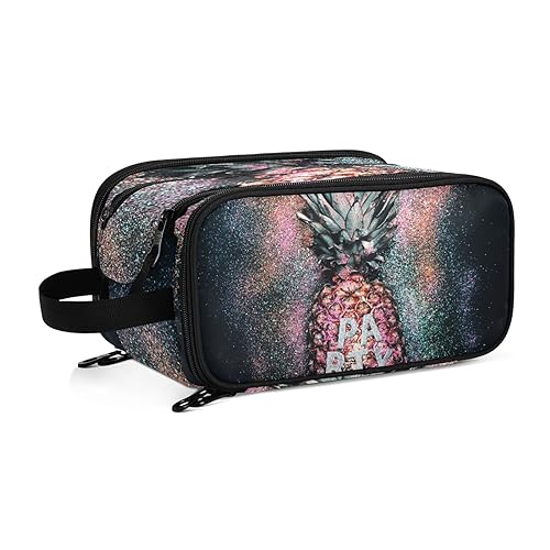 Glamouröse Party Ananas Vintage Reise Kulturbeutel für Frauen Mädchen Männer Tragbare Wasserdichte Waschtasche Kosmetiktasche Make-up Fall, #11, Einheitsgröße, Beauty Case von ISAOA