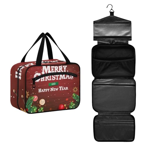 Große Kapazität hängende Reise Kulturbeutel Waschbeutel für Frauen Männer Tragbare Kosmetiktasche Frohe Weihnachten Make-up Organizer Tasche, #4, M, Beauty Case von ISAOA