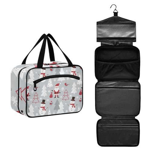 Große Kapazität hängende Reise Kulturbeutel Waschbeutel für Frauen Männer Tragbare Kosmetiktasche Weihnachten Weihnachtsmann Schneemann Vogel Make-up Organizer Tasche, #3, M, Beauty Case von ISAOA