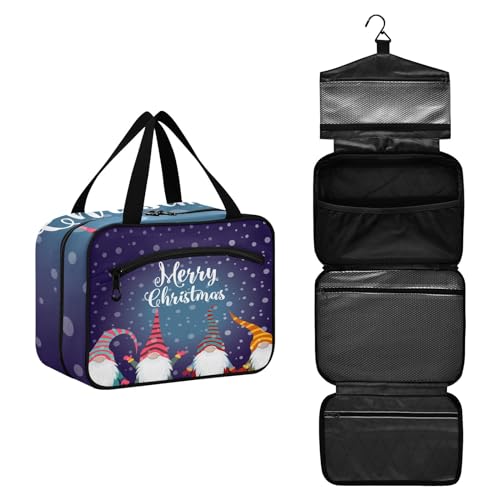 Große Kapazität hängende Reise Kulturbeutel Waschbeutel für Frauen Männer Tragbare Kosmetiktasche Weihnachten Zwerge Make-up Organizer Tasche, #8, M, Beauty Case von ISAOA