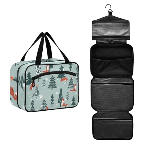 Große Kapazität hängende Reise Kulturbeutel Waschbeutel für Frauen Männer Tragbare Kosmetiktasche Weihnachtsbaum Fuchs Make-up Organizer Tasche, #2, M, Beauty Case von ISAOA