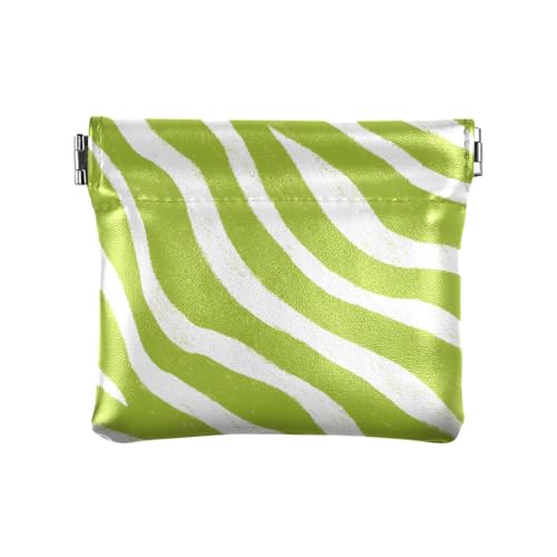Grünes Zebramuster Quetsch-Münzgeldbörse, Kleingeld-Halter, PU-Leder, Mini-Geldbörse, Münzfach für Damen, Mädchen, Herren von ISAOA