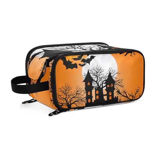 Halloween Black Castle Reise-Kulturbeutel für Frauen Mädchen Männer Tragbare wasserdichte Waschtasche Kosmetiktasche Make-up Fall, #1, Einheitsgröße, Beauty Case von ISAOA