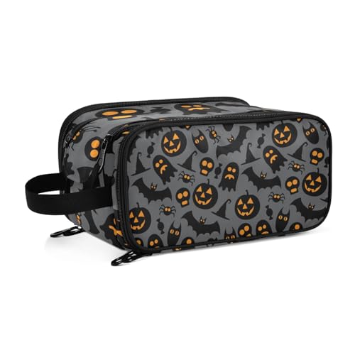 Halloween Fledermäuse Reise Kulturbeutel für Frauen Mädchen Männer Tragbare Wasserdichte Waschtasche Kosmetiktasche Make-up Fall, #1, Einheitsgröße, Beauty Case von ISAOA