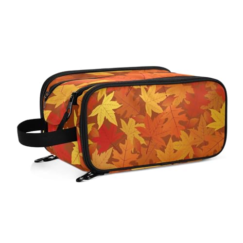 Happy Thanksgiving Day Ahornblatt Reise Kulturbeutel für Frauen Mädchen Männer Tragbare wasserdichte Waschtasche Kosmetiktasche Make-up Fall, #1, Einheitsgröße, Beauty Case von ISAOA