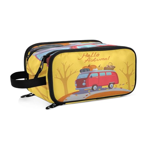 Hello Autumn Camper Reise-Kulturbeutel für Damen, Mädchen, Männer, tragbar, wasserdicht, Kulturbeutel, Kosmetiktasche, Make-up-Koffer, #1, Einheitsgröße, Beauty Case von ISAOA