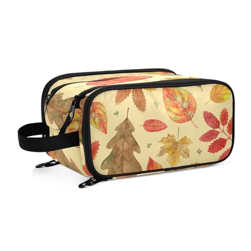 Herbst Blätter Herbst Reise Kulturbeutel für Frauen Mädchen Männer Tragbare Wasserdichte Waschtasche Kosmetiktasche Make-up Fall, #1, Einheitsgröße, Beauty Case von ISAOA