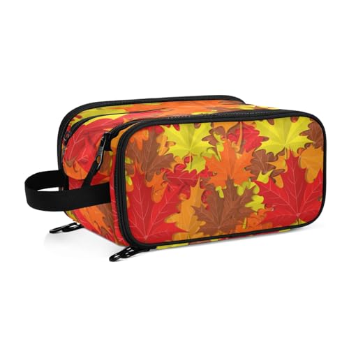 Herbst Blätter Hintergrund Reise Kulturbeutel für Frauen Mädchen Männer Tragbare Wasserdichte Waschtasche Kosmetiktasche Make-up Fall, #1, Einheitsgröße, Beauty Case von ISAOA