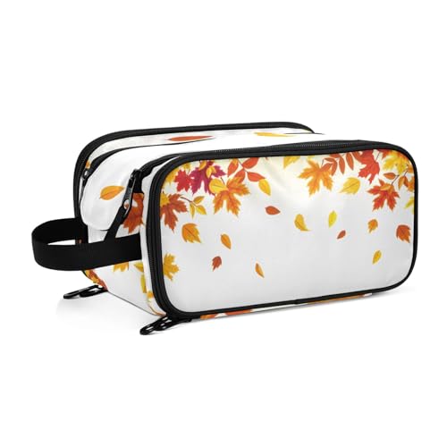 Herbst Blatt Orange Reise Kulturbeutel für Frauen Mädchen Männer Tragbare Wasserdichte Waschtasche Kosmetiktasche Make-up Fall, #1, Einheitsgröße, Beauty Case von ISAOA