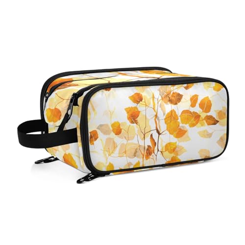 Herbst Blatt Vintage Herbst Orange Reise Kulturbeutel für Frauen Mädchen Männer Tragbare Wasserdichte Waschtasche Kosmetiktasche Make-up Fall, #1, Einheitsgröße, Beauty Case von ISAOA