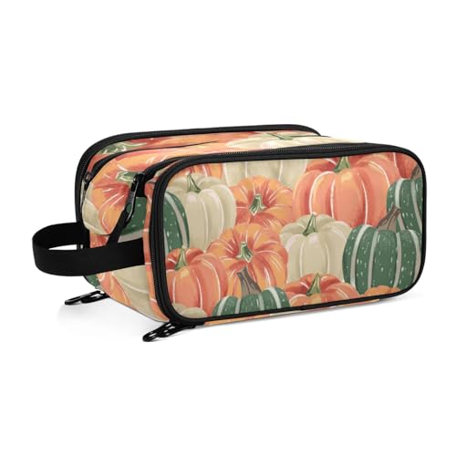 Herbst Bunte Kürbisse Reise Kulturbeutel für Frauen Mädchen Männer Tragbare Wasserdichte Waschtasche Kosmetiktasche Make-up Fall, #1, Einheitsgröße, Beauty Case von ISAOA