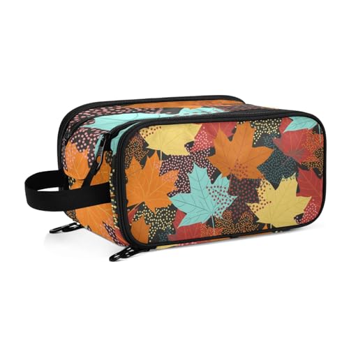 Herbst Maple Leave Reise Kulturbeutel für Frauen Mädchen Männer Tragbare Wasserdichte Waschtasche Kosmetiktasche Make-up Fall, #1, Einheitsgröße, Beauty Case von ISAOA