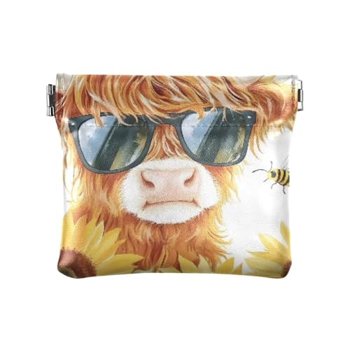 Highland Cattle Sonnenblume Sonnenbrille Squeeze Münzgeldbeutel Kleingeldhalter PU-Leder Mini-Geldbörse Münzfach für Damen Mädchen Herren Highland Cattle Sonnenblume Sonnenbrille Squeeze Münzgeldbeutel Kleingeldhalter PU-Leder Mini-Geldbörse Münzfach für Damen Mädchen Herren von ISAOA